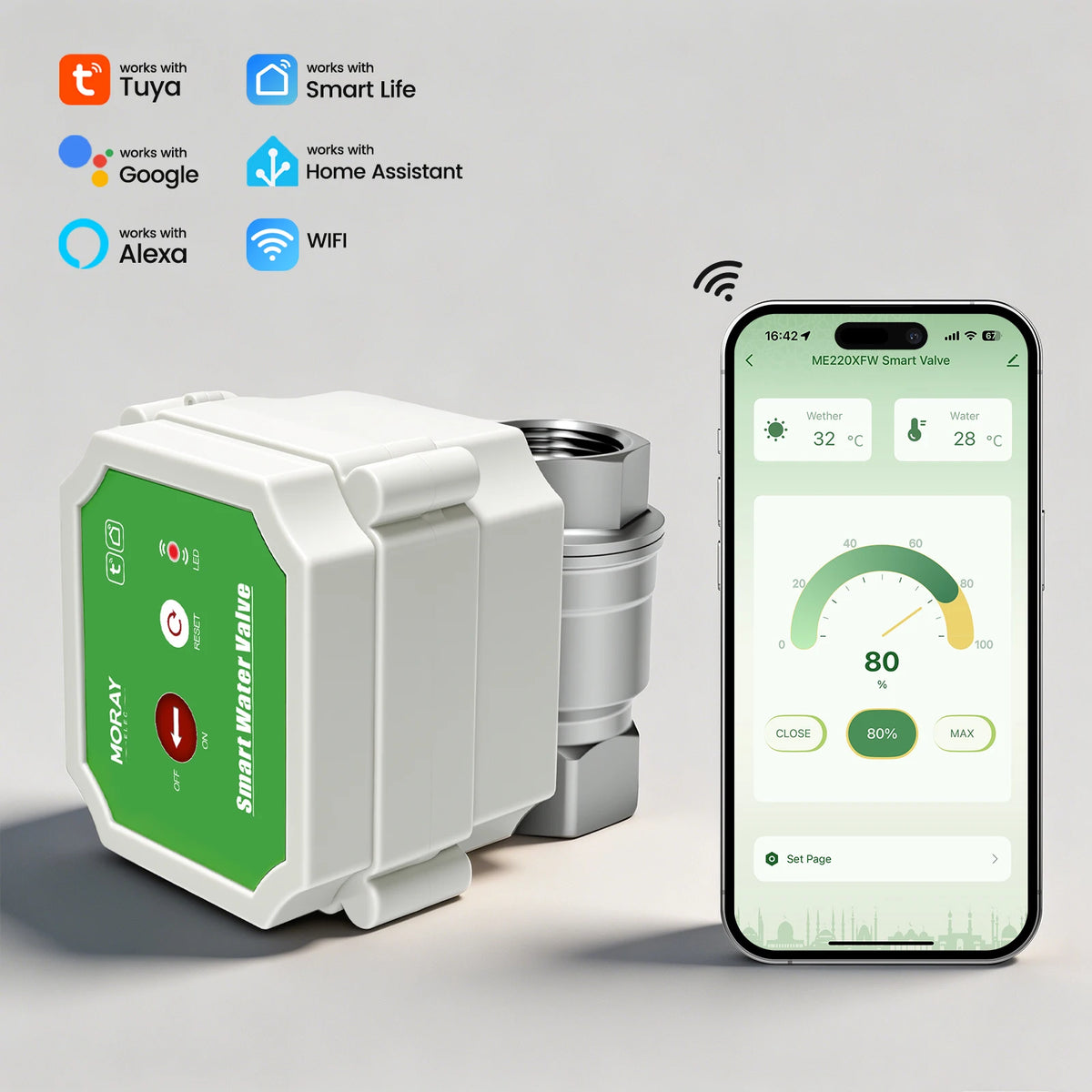 Smart WiFi Water Valve Meter with Remote Flow Monitor