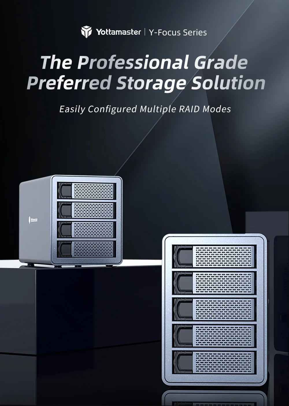 5-Bay RAID External HDD SSD Enclosure 80TB Storage