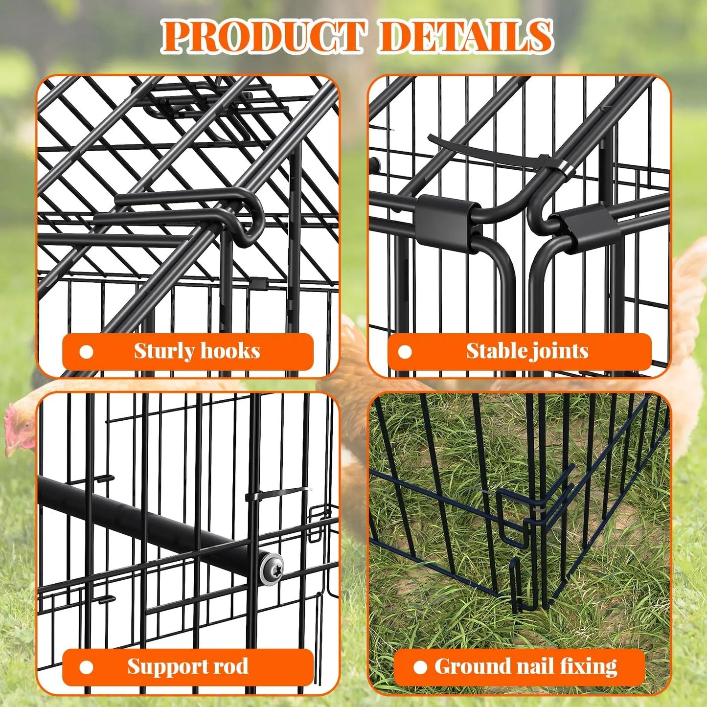 Heavy Duty Chicken Run Cage with Roof 86x40x40