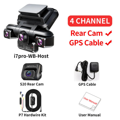 Heavy Duty 4K Car DVR Quad Camera 128GB