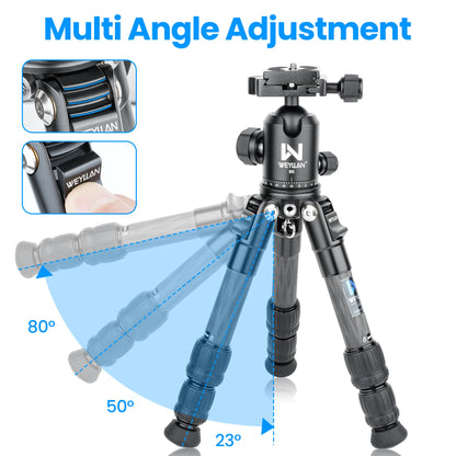 Carbon Fiber Camera Tripod with Adjustable Center Column Extension