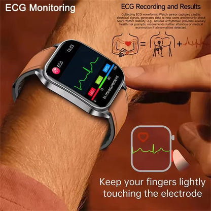 Premium Leather Smart Bracelet with Heart and ECG Tracking