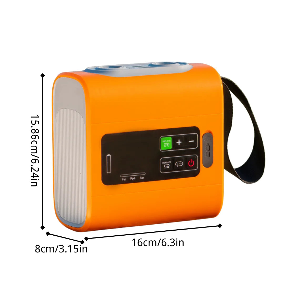 Compact Rechargeable Air Pump for Beds and Pools Orange