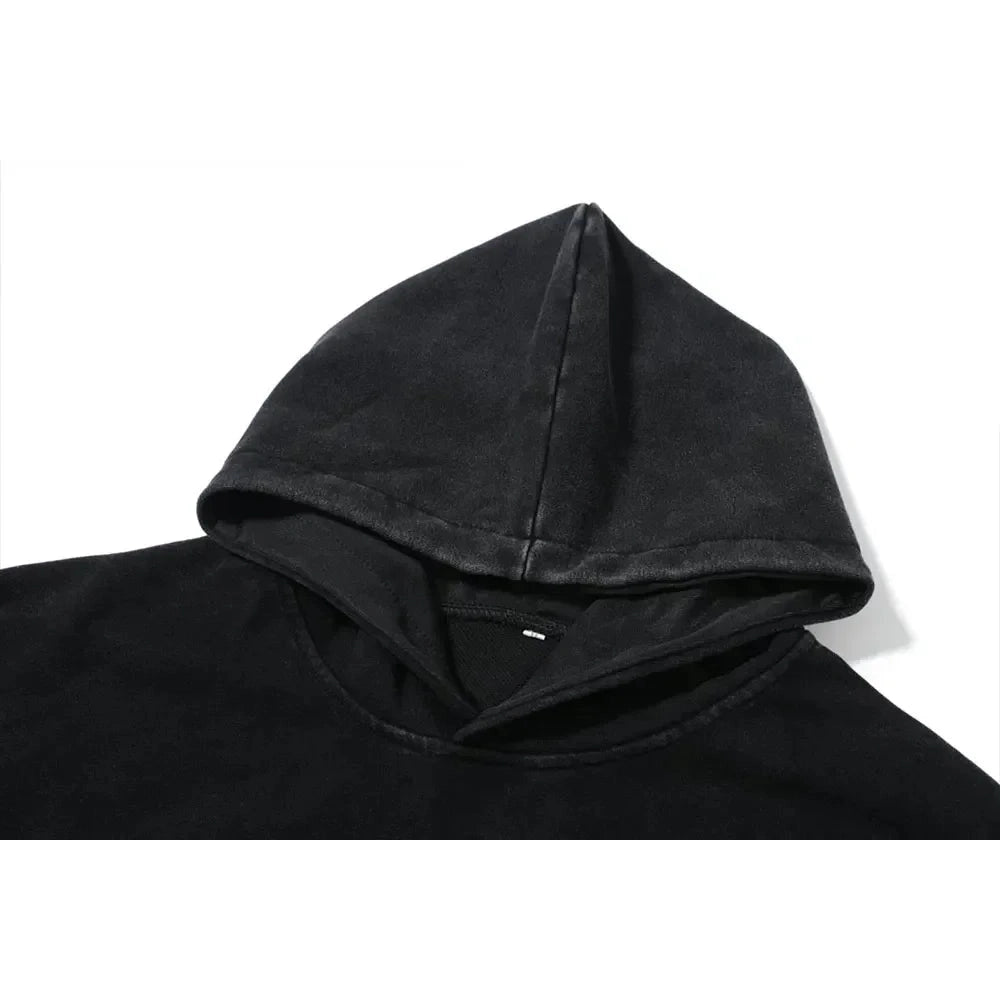 Retro Punk Denim Hoodie - Washed Harajuku Style, Long Sleeve Coat for Men and Women - Blaster (XXL)