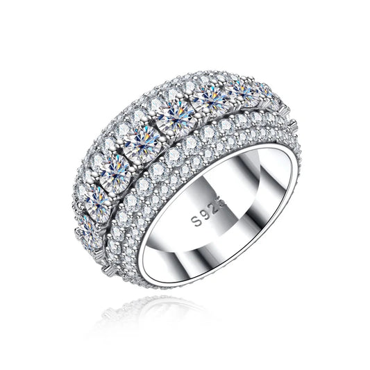 Men’s Moissanite Ring 8.46ct Iced Sterling Silver