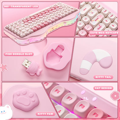 Wireless Mechanical Keyboard 75 Percent Gasket Mount Beige