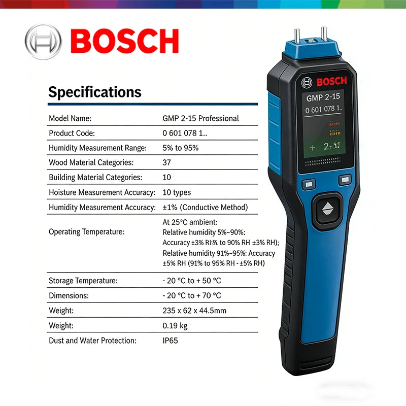 Professional Moisture Meter with Temperature & Humidity Sensor
