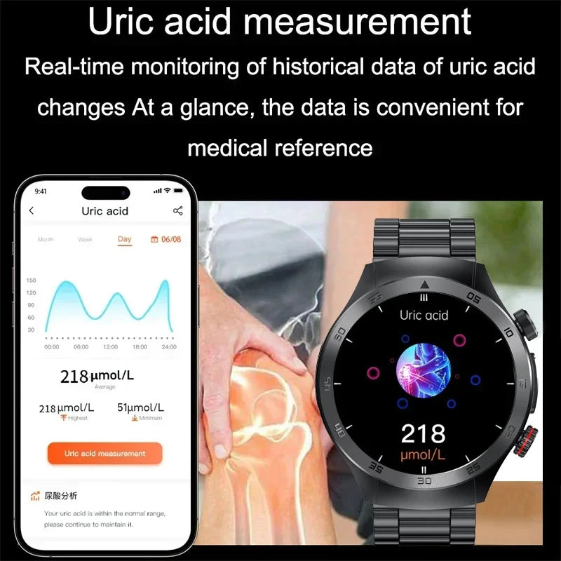 Steel Smart Health Watch with ECG and Laser Therapy Black