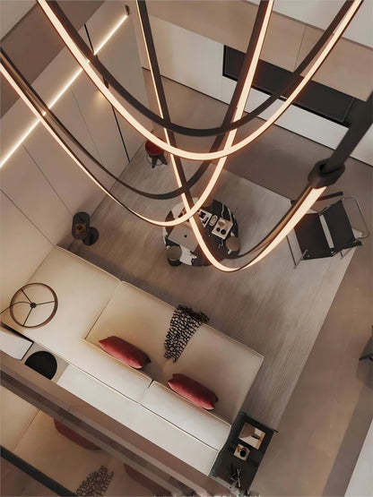 Adjustable Leather LED Chandelier 180–275cm Dimmable