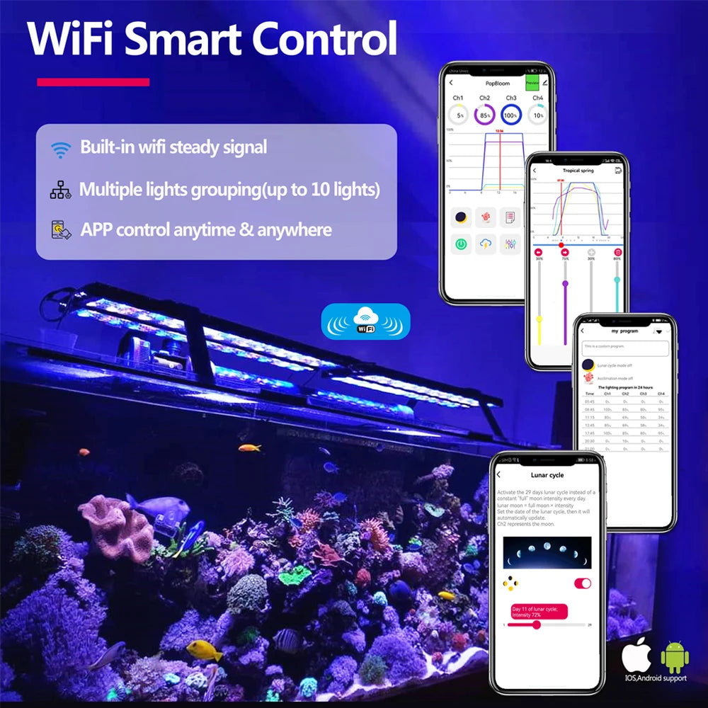 Full Spectrum Reef LED Light 140W 50-70cm Tank
