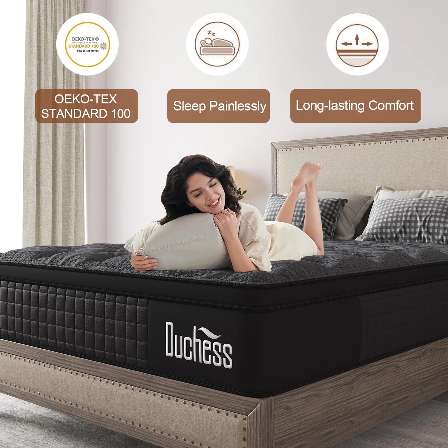 Single Pocket Spring Gel Memory Foam Euro Top Mattress 27cm
