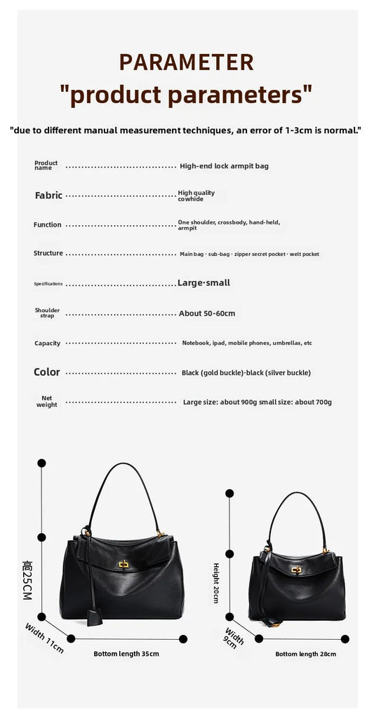 Milk Tea Leather Underarm Bag with Advanced Lock