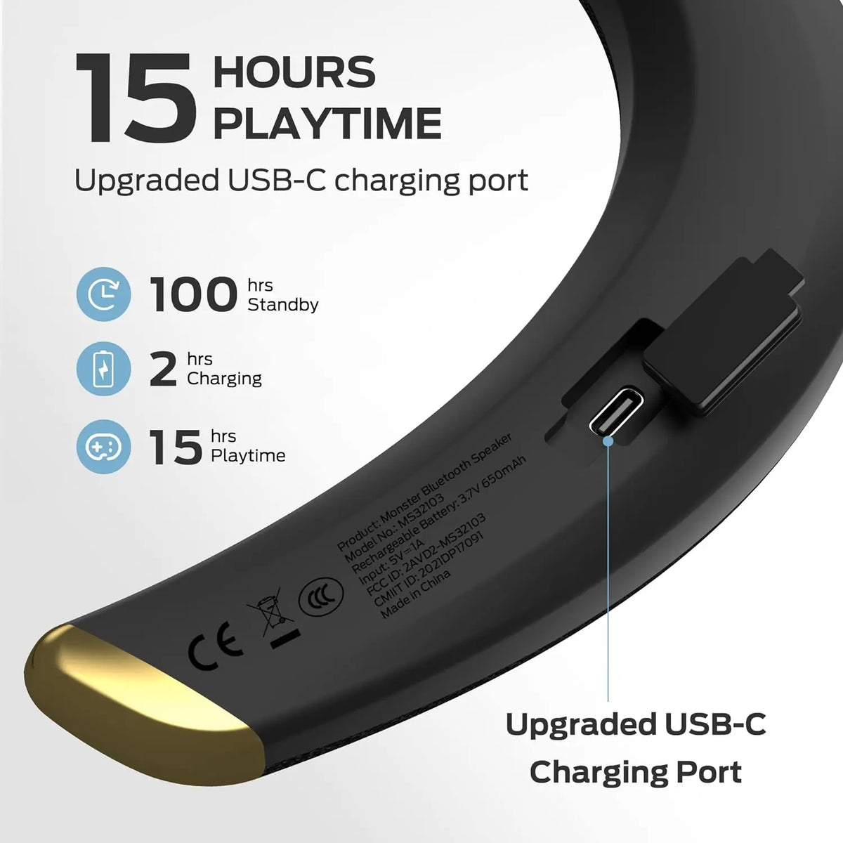 Bluetooth Neckband Speaker with Hi-Res Audio & Mic