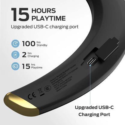 Bluetooth Neckband Speaker with Hi-Res Audio & Mic