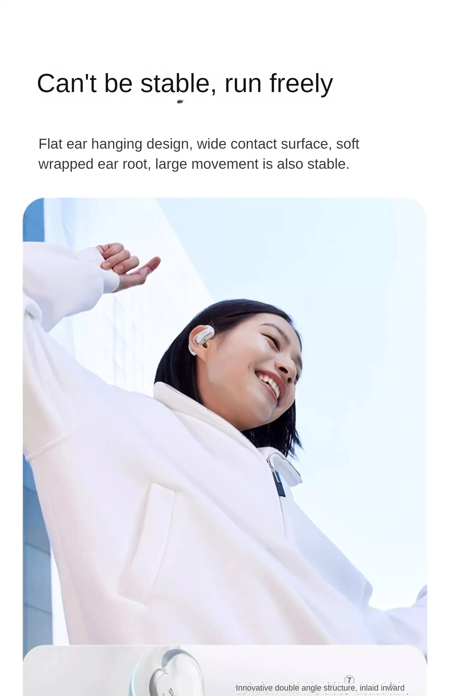 Wireless Blue Open-Ear Headphones for Running & Gym