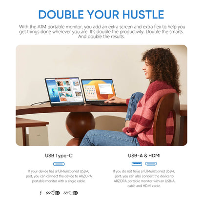 14" Portable 1080P IPS Monitor USB-C HDMI Second Screen
