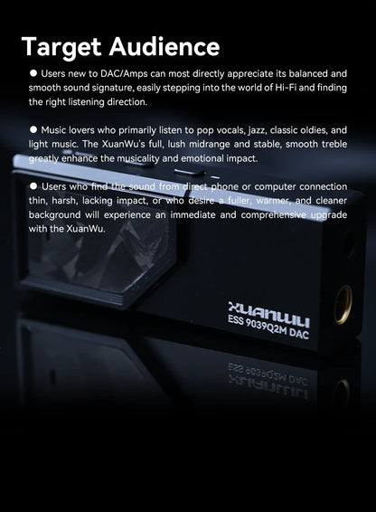 Portable Audio Amplifier DAC for Android iOS Black