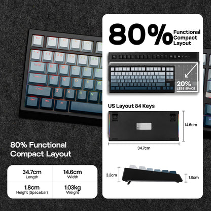 75% Hall Effect Mechanical Keyboard 8K Wireless 8000mAh