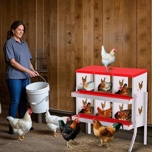 Heavy Duty 6 Hole Chicken Nesting Box Red