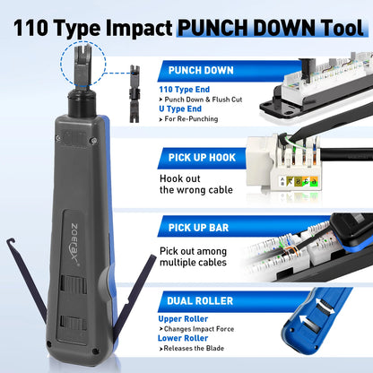 9-in-1 RJ45 Crimping Tool Kit with Network Cable Tester
