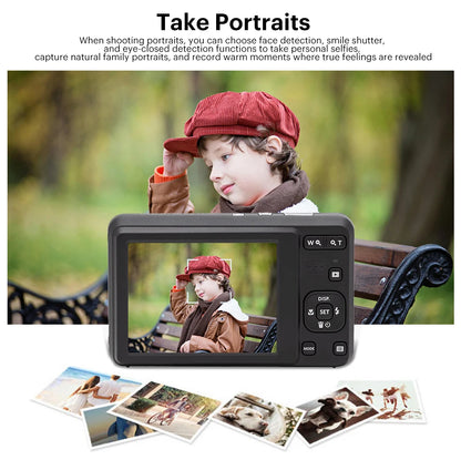 Portable 16MP Digital Camera 28mm Wide Angle Black