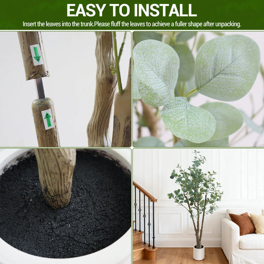 Faux Eucalyptus Plant Low-Maintenance Home & Office Decor