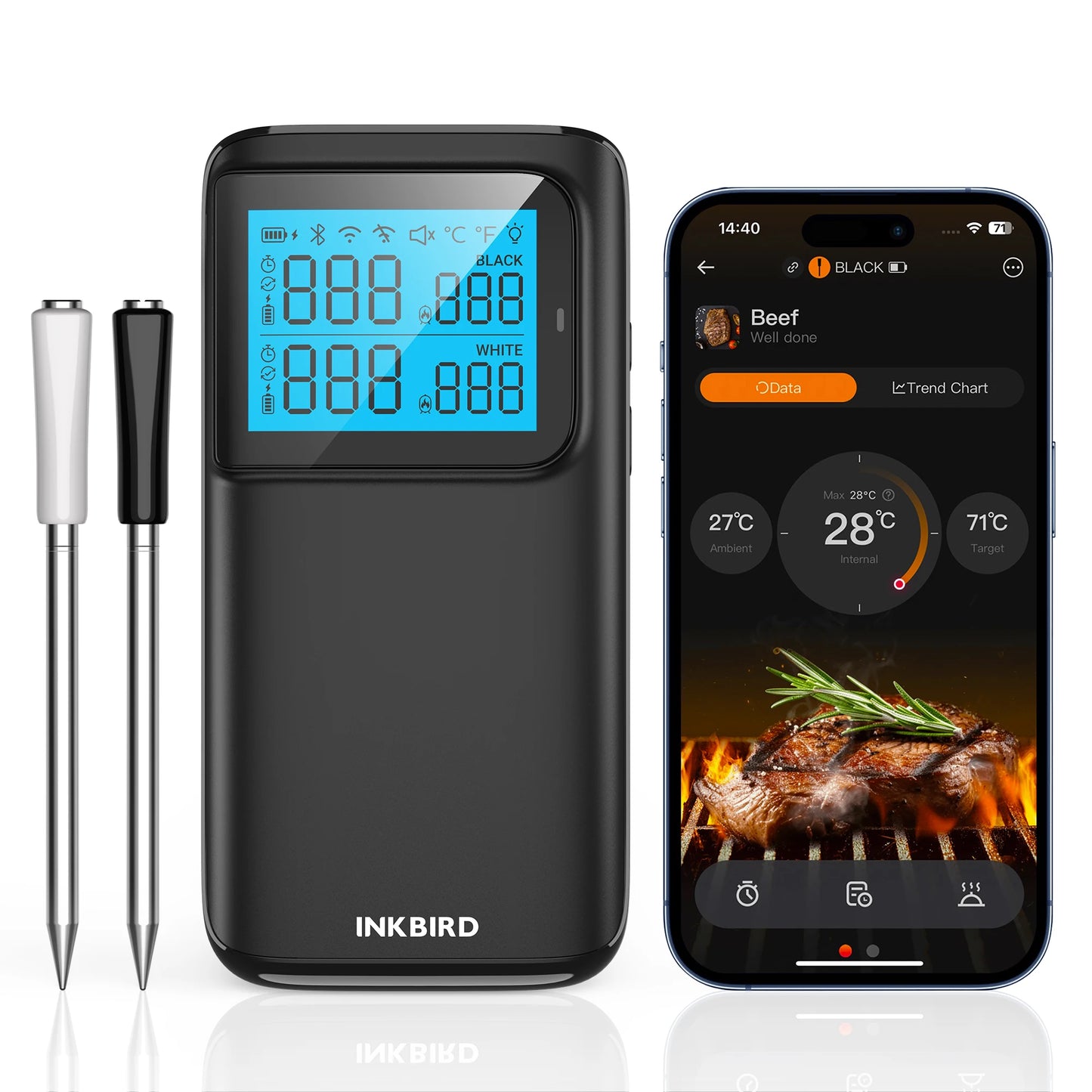 Smart Wireless Meat Thermometer WiFi Bluetooth 5 Probe IP67