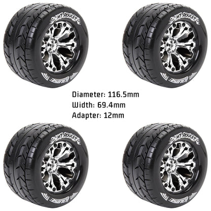 4PCS RC Crawler Beadlock Rims 12mm D Silver