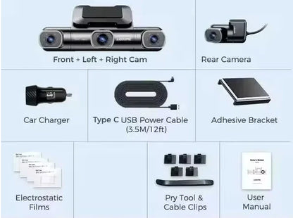 M660 4CH Dash Cam with Front Rear Inside Cameras