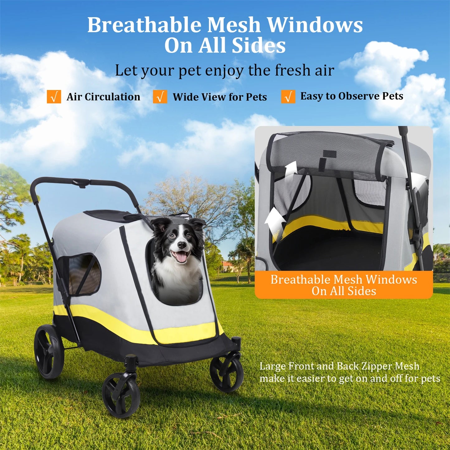 Foldable Animal Pushchair Trolley for Dogs and Cats