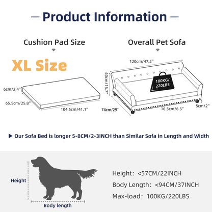 Extra Large Pet Couch Raised Lounge Bed for Dogs