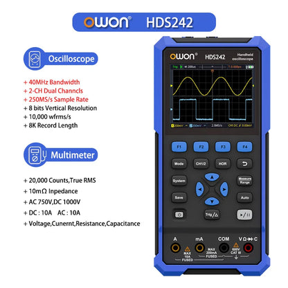 Handheld Digital Oscilloscope 40MHz Dual Channel with Multimeter