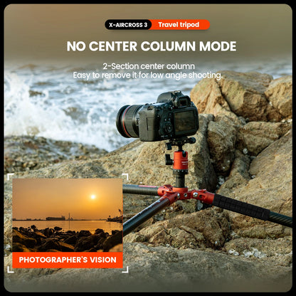 Portable Carbon Fiber Tripod for DSLR and Mirrorless Cameras Orange
