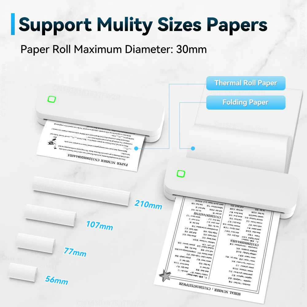 Portable Mini A4 Thermal Printer for Phone & PC