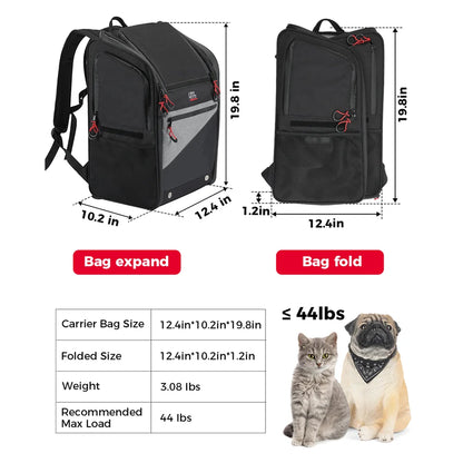 Portable Motorcycle Pet Carrier Backpack 44L for Dogs and Cats