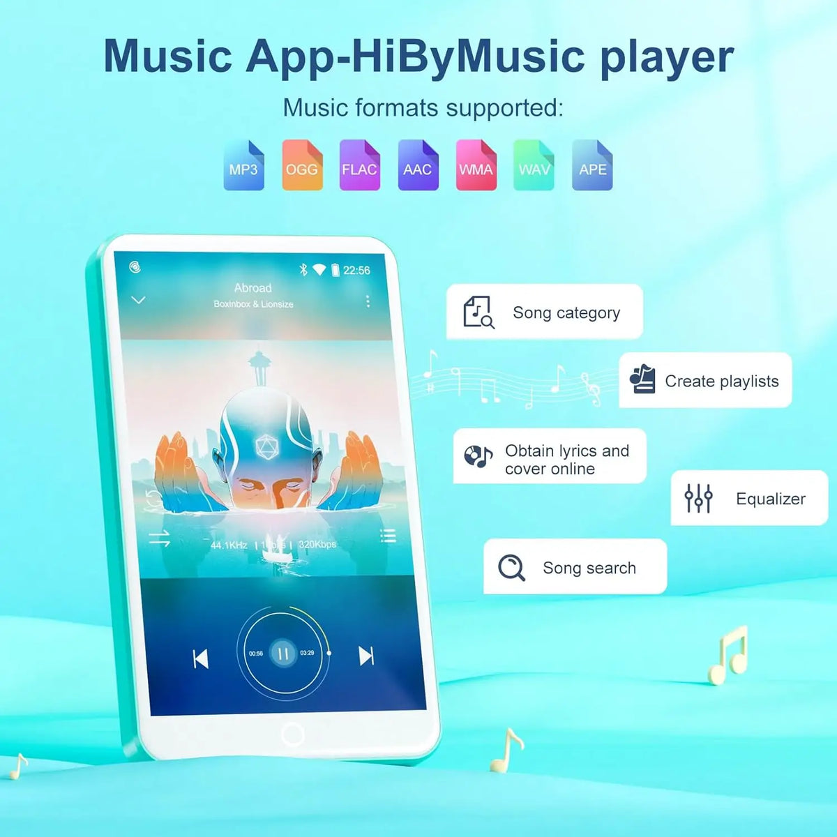 80GB Portable MP3 Player with Bluetooth and Wi-Fi