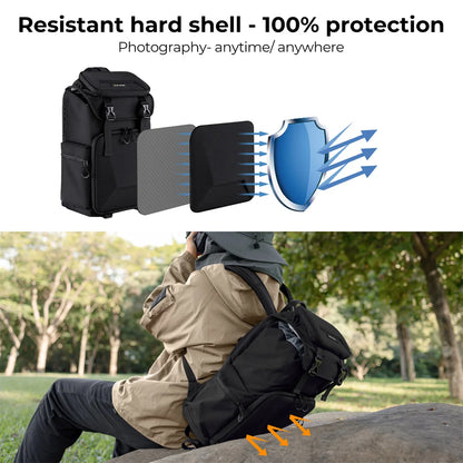 Gray DSLR Camera Bag Waterproof Backpack for Travel Photography