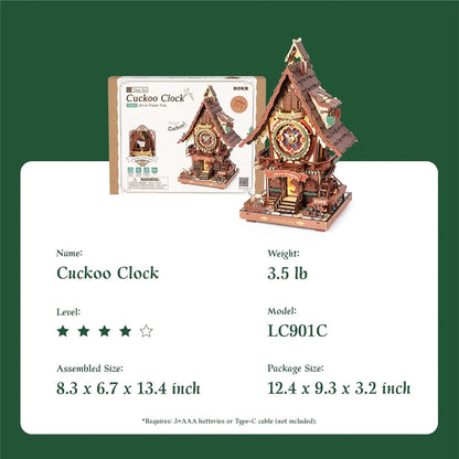 DIY Black Forest Wooden Clock Model with Working Cuckoo