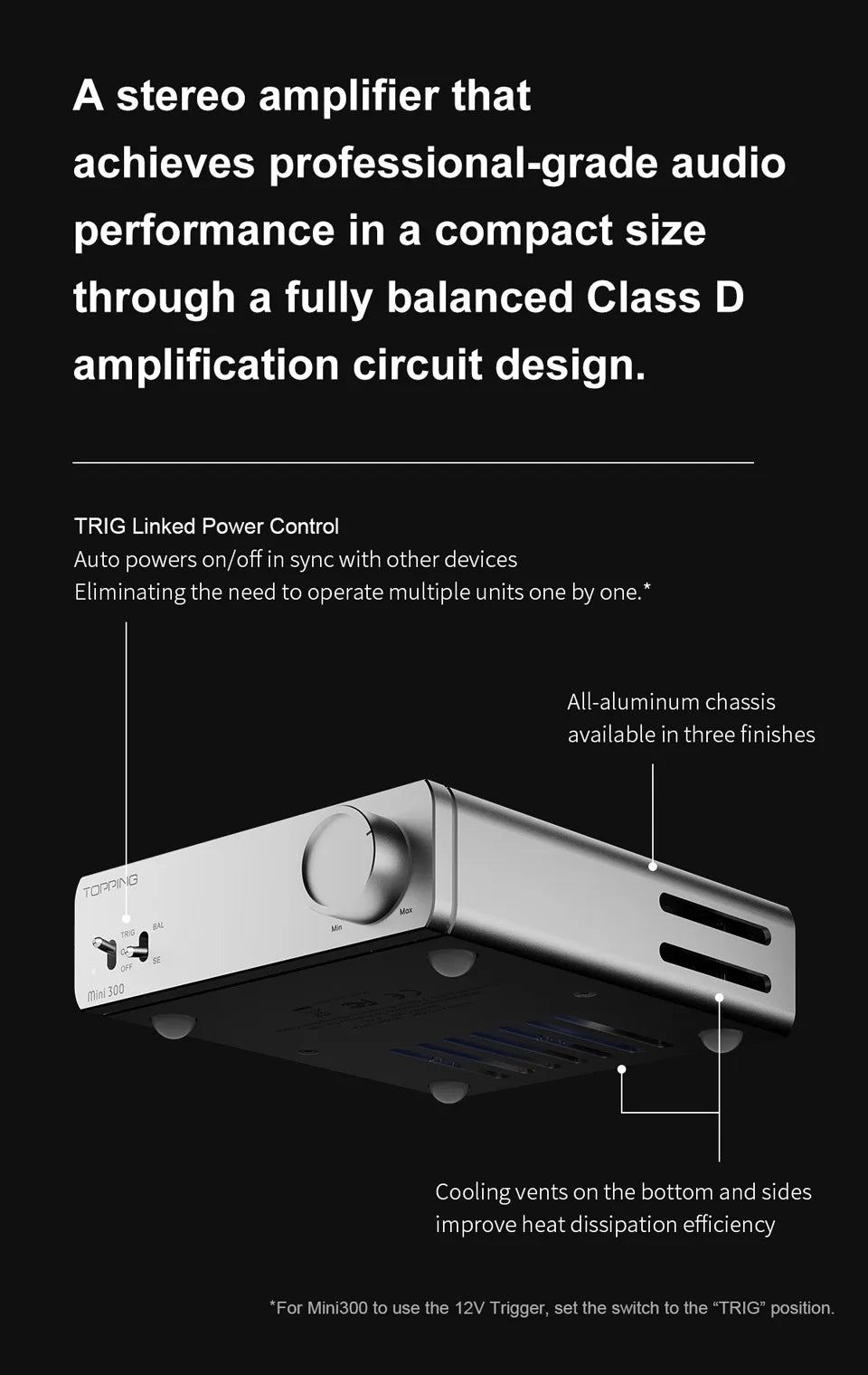 Mini Class D Desktop Amplifier Silver 140W x2