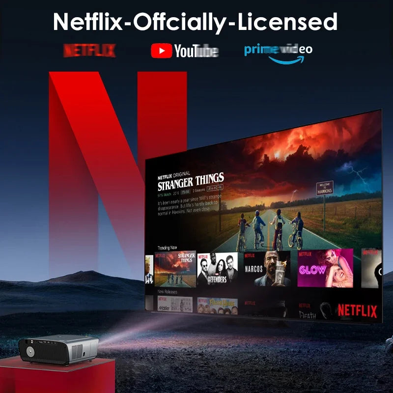 4K Android 14 Home Projector with Netflix and Dolby Sound