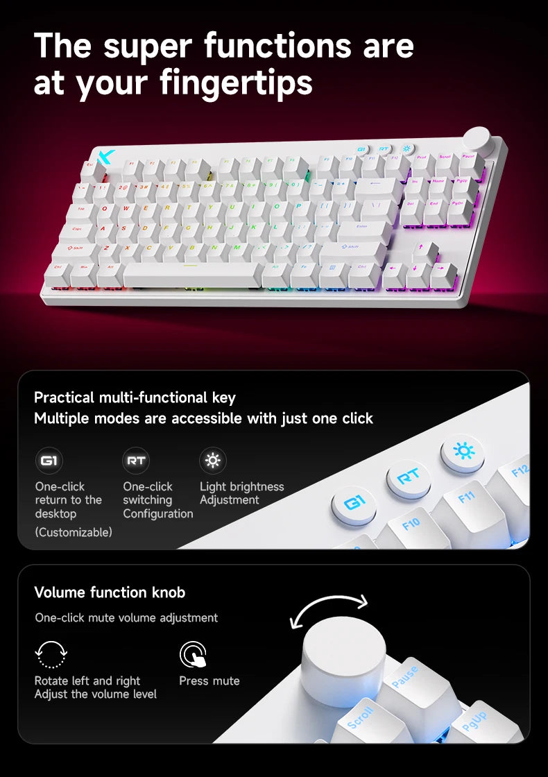 8K Magnetic Switch E-Sports Gaming Keyboard White