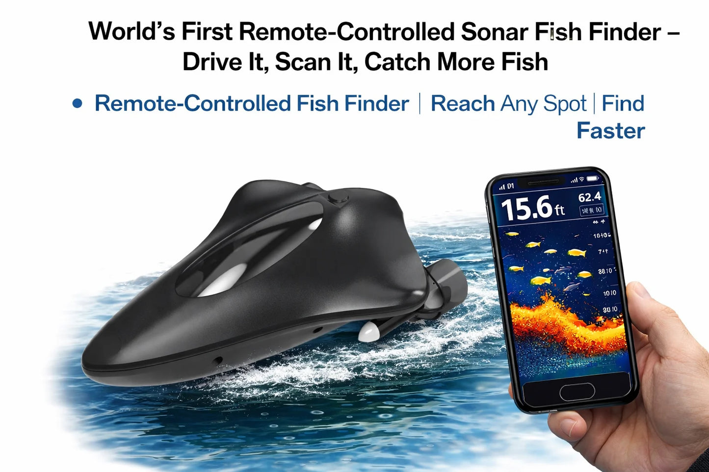 Wireless Sonar Fish Finder with App for Kayak Boats