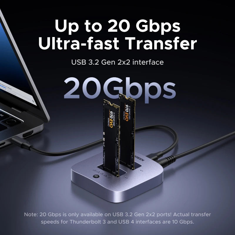 Dual-Bay M.2 SSD Enclosure with 4TB Storage Support
