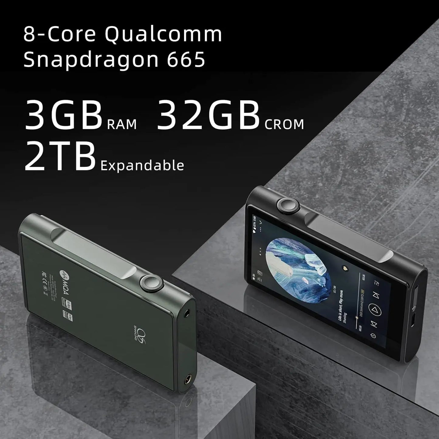 High-Resolution Audio Player Green with Android and Bluetooth 5.0