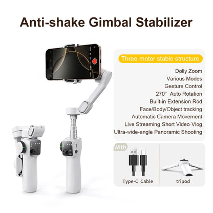 Anti Shake Phone Stabilizer with Face Tracking White