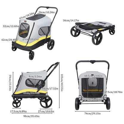 Foldable Animal Pushchair Trolley for Dogs and Cats