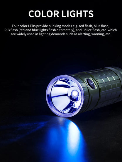 Black 1600LM Rechargeable Dual USB Outdoor Flashlight