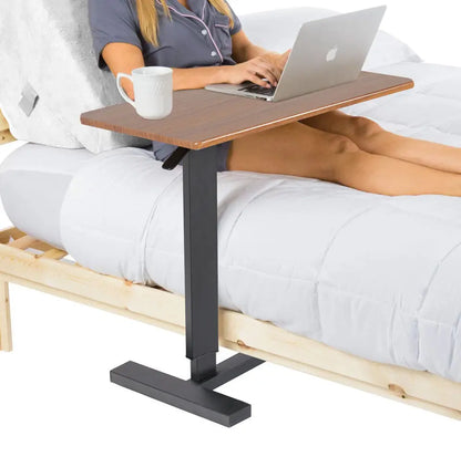 Adjustable Rolling Overbed Table with Laptop and Meal Tray