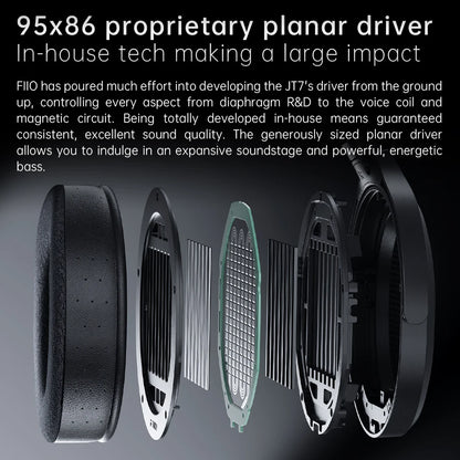 JT7 Black Over-Ear Planar Magnetic Audiophile Headphones