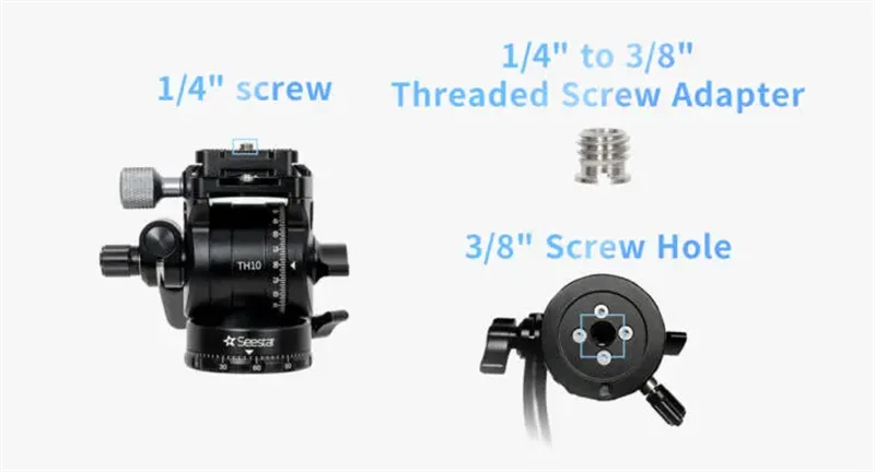 TH10 Fluid Tripod Head Precision Pan Tilt for Cameras